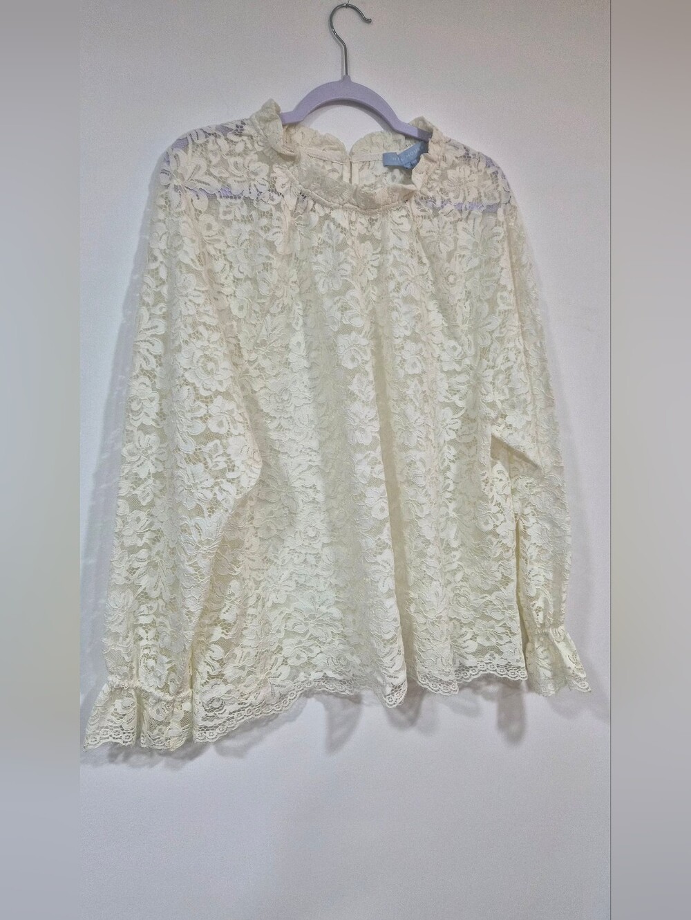 Hill House Cream Floral Lace Ruffled Blouse - Size XXL